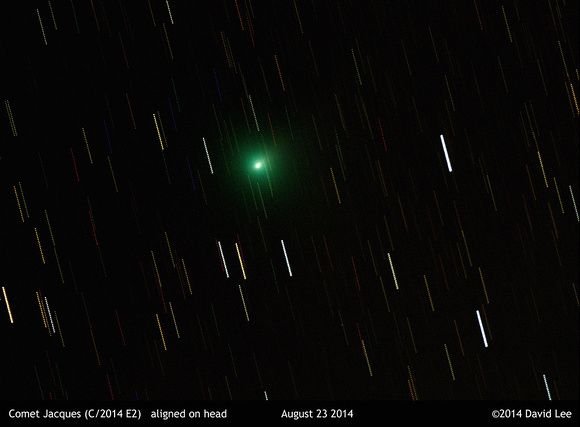 Comet Jacques (C/2014 E2) aligned on head