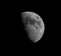 Waxing Gibbous 9-day old Moon high in the sky