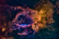 Sh2-157 Lobster Claw Nebula in Narrowband w RGB stars