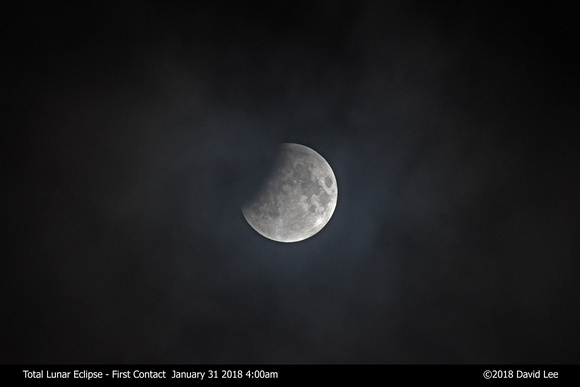 Total Lunar Eclipse First Contact Jan 31 2018