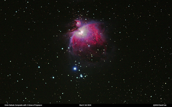Orion Nebula with 2 Zones of Exposure