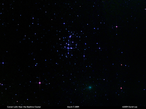 Comet Lulin Near the Beehive Cluster