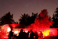 Long exposure view of the astronomy public outreach at the Plaskett Telescope parking lot,
