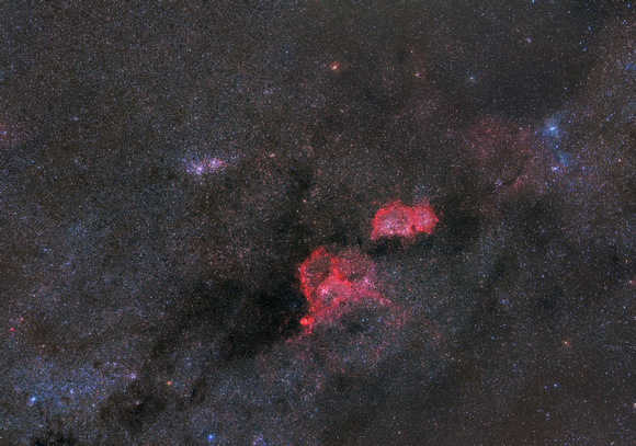 Heart and Soul nebula (IC 1805 and IC1848) and the Double Cluster (NGC 884 and 869)