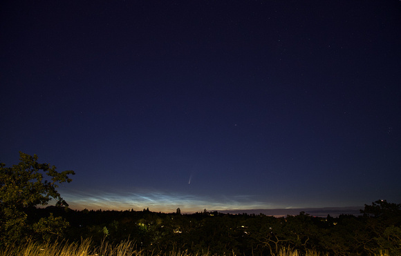 Comet C/2020 F3 (NEOWISE) & noctilucent clouds in the NE sky