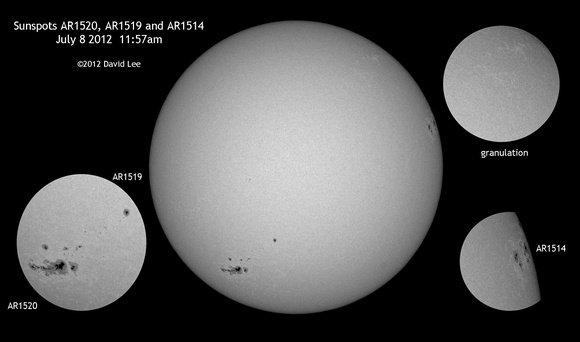 Sunspots AR1520 AR1519 and AR1514