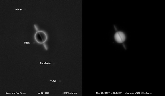Saturn and Four Moons