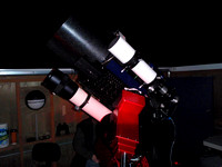 The RASC-Victoria's 14" Meade and ancilliary optics trained on the Moon for LCROSS