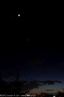 Conjunction of the Moon and Jupiter with Venus nearby and Mercury