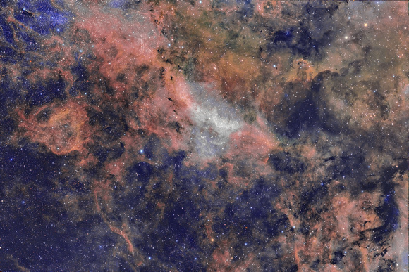 IC 1318 Gamma Cygni Area Nebulostiy in NB SHO with RGB stars