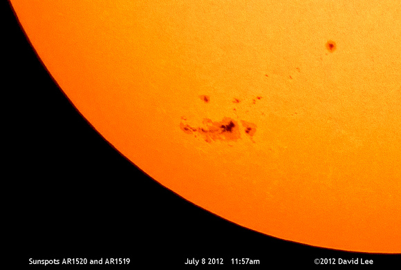 Sunspots AR1520 and AR1519