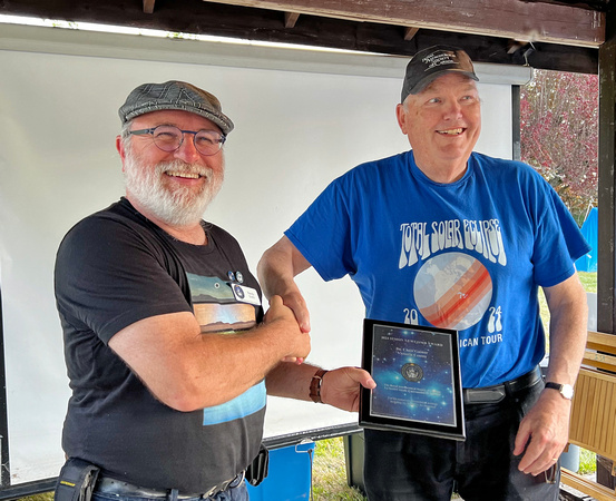 Randy presenting the 2024 Simon Newcomb Award to Chris Gainor