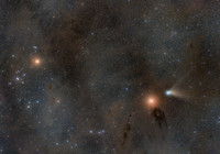 Comet C/2022 E3 ZTF, Mars and the Hyades (cropped and pushed)
