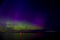 Aurora above San Juan Island with Jupiter and Pleiades