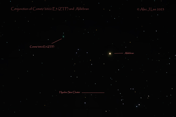 Conjunction of Comet/2022 E# (ZTF) and Aldebran