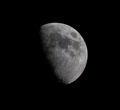 Waxing Gibbous 9-day old Moon high in the sky
