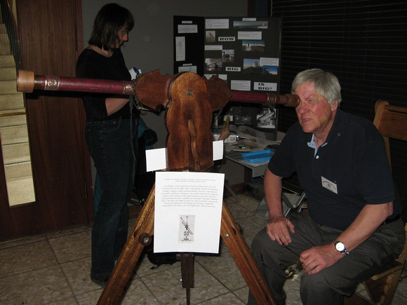 Bill Almond looking through the replica of Galileo's first telescope (built by Colin Wyatt)