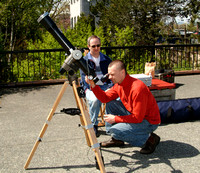 Joe Carr & Mark Wheen observing the Sun through Guy Walton's refractor