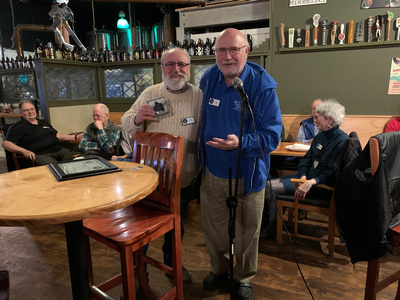 Reg Dunkley awarding Randy Enkin