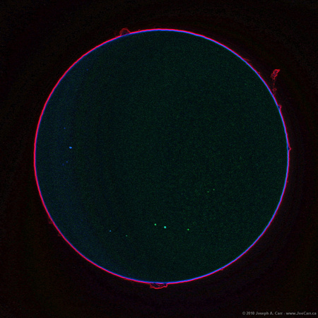 Sun in Ha - 3 large prominences