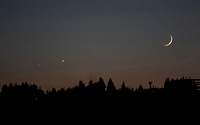 Conjunction Mars, Venus and Waxing Crescent Moon, July 11 2021