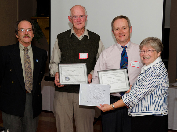 John McDonald and Joe Carr receive their Astrophoto Awards from Bruno and Lauri