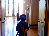 A young astronomer tries out binoculars