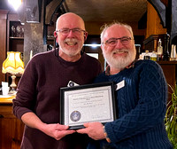 Randy Enkin presenting astrophoto-sketching award to Ken McGill