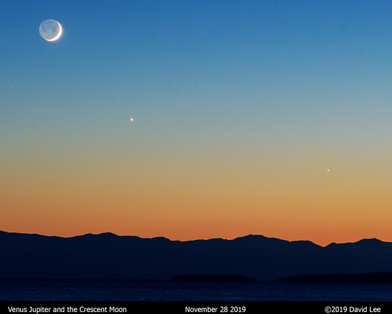 Venus Jupiter and the Crescent Moon