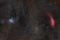 The Pleiades, the California nebula, and dust
