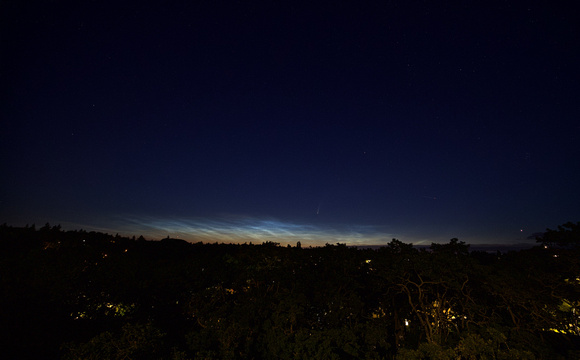 Comet C/2020 F3 (NEOWISE) & noctilucent clouds in the NE sky