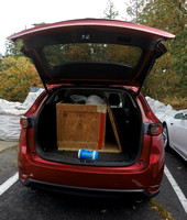 The crated OGS 12.5" RC telescope in the back of Reg's vehicle