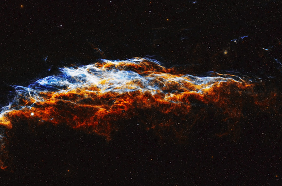 NGC6992. Easterm Veil, in SHO with dimmed stars