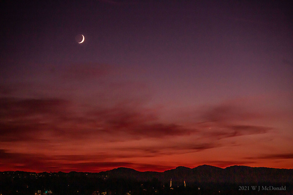 Venus and Moon at sunset