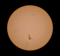 Large group of sunspots on the Sun - AR3664 & 3668 (lower middle) and AR3663 (lower right)