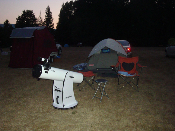My wee tent next to the viewing area - and my new telescope !!