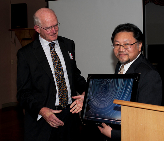David Lee presents the Excellence in Astrophotography award to John McDonald