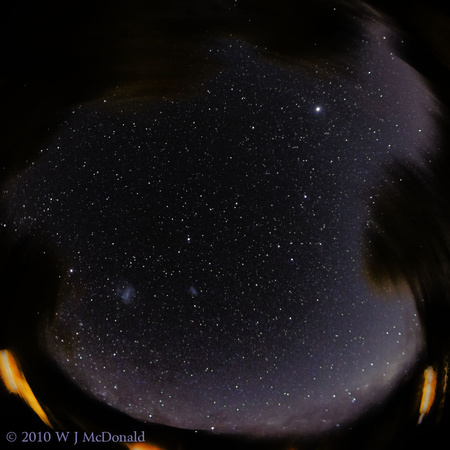 Fish eye view of southern sky
