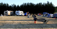 Camping on the field. Chris Gainor & others setting up.