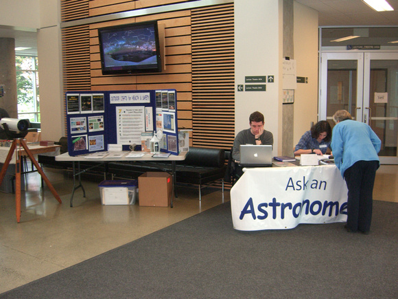 Nick Ball and Sarah Sadavoy at the Ask the Astronomer table