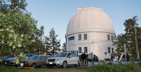 Plaskett dome with telescopes in the parking lot
