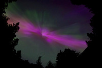 Aurora Boralis with Coronae converging directly overhead